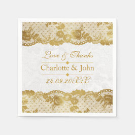 Royal Personalisiert Golden White Lace Wedding Serviette