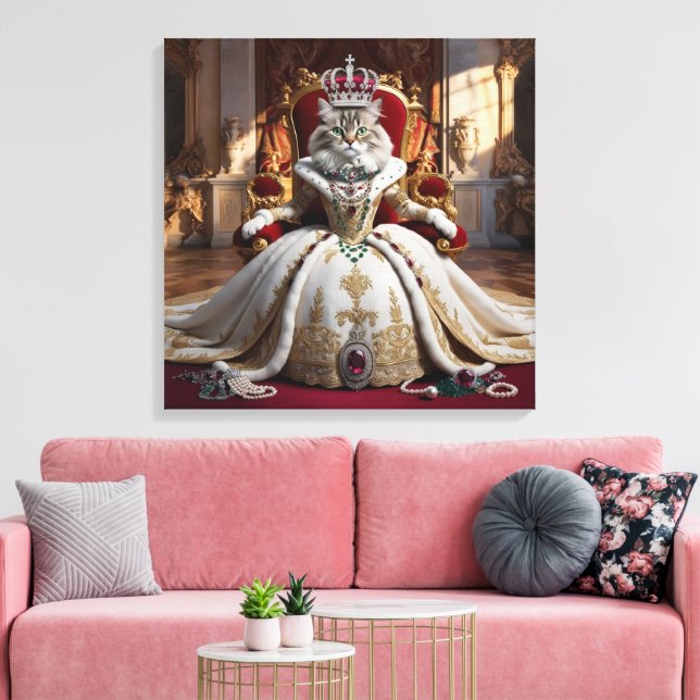 Royal Pet Queen Portrait - Luxuriöse digitale Kuns Leinwanddruck (Insitu (Wohnzimmer))