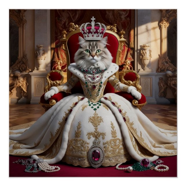 Royal Pet Queen Portrait - Luxuriöse digitale Kuns Poster (Vorderseite)