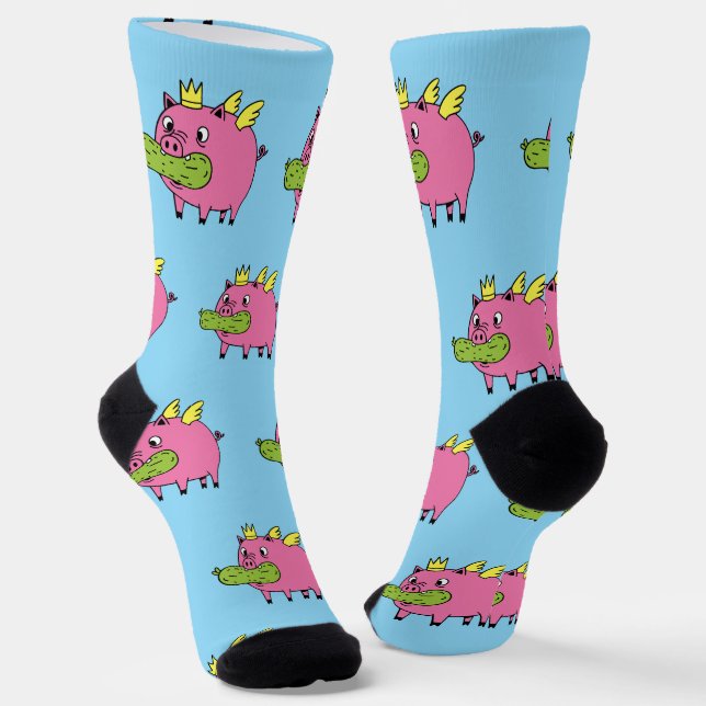 Royal Pickle Pig Socks | Funny Fantasy Creature Socken (Gewinkelt)