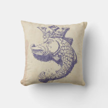 Royal Pike Vintag Illustration Throw Kissen