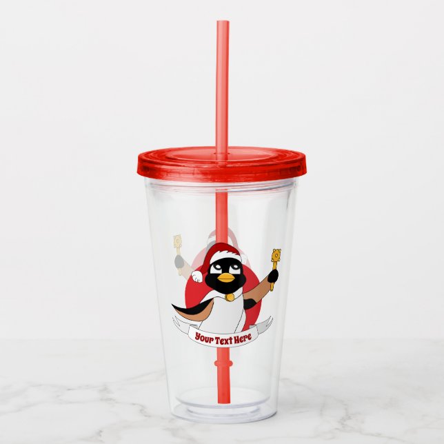 Royal Pinguin Weihnachten Cartoon Acrylic Tumbler Acryltrinkbecher (Vorderseite)