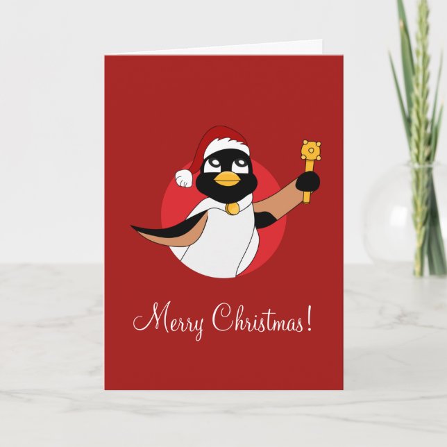 Royal Pinguin Weihnachten Cartoon Weihnachtskarte (Vorderseite)