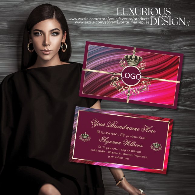 Royal Pink Burgundy Gold Crown mit Logo Nobelpreis Visitenkarte (Von Creator hochgeladen)