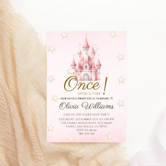 Royal Pink Fairytale Princess Birthday Einladung