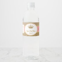 Royal Pink Gold Crown Water Flasche Label/ Wrapper