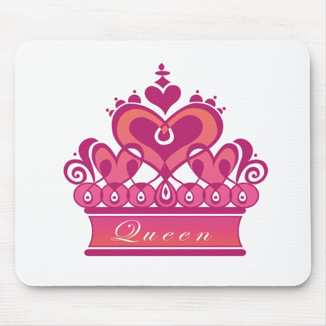 Royal Pink Queens Crown mit Herz Mousepad (Vorne)