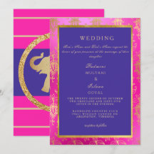 Royal Pink und Blue Colorful Wedding Einladung