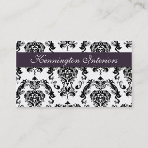 Royal Plum Lila Black Damask Spitzen Business Card Visitenkarte