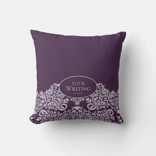 Royal Plum Personalized Damask Kissen (Vorderseite)