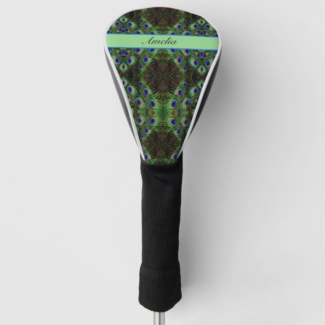 Royal Plumage - Luxe Peacock Feather Pattern Golf Headcover (Vorderseite)