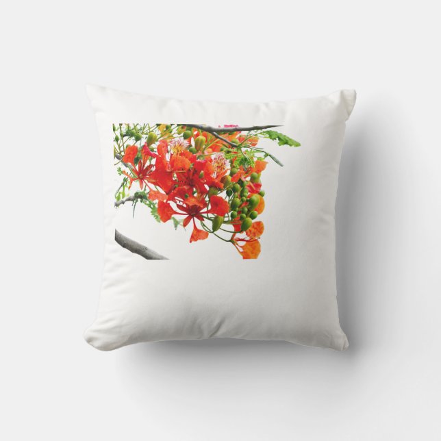Royal Poinciana Gulmohar Floral Throw Pillow Cover Kissen (Vorderseite)