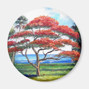 Royal Poinciana Tree Art Magnet