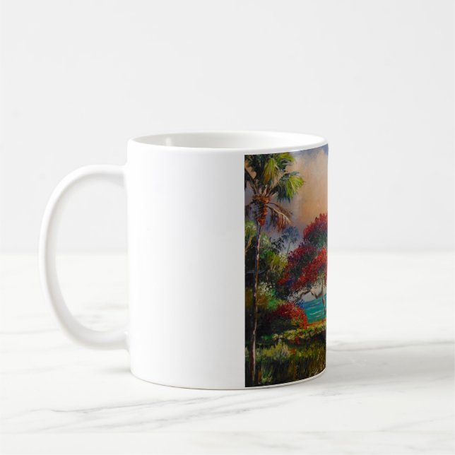 Royal Poinciana Tree & Boat von Mazz Kaffeetasse (Links)
