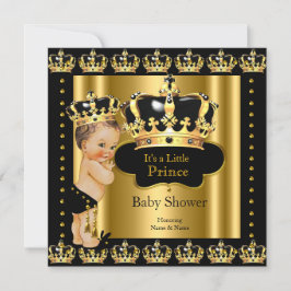 Royal Prince Baby Dusche Black Gold Crown Einladung