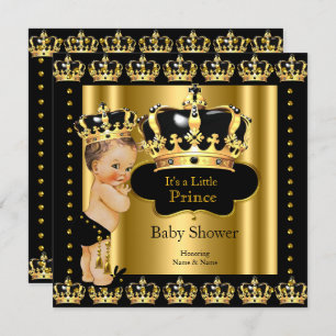 Royal Prince Baby Dusche Black Gold Crown Einladung