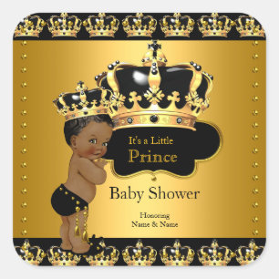 Royal Prince Baby Dusche Black Gold Ethnic Sticker