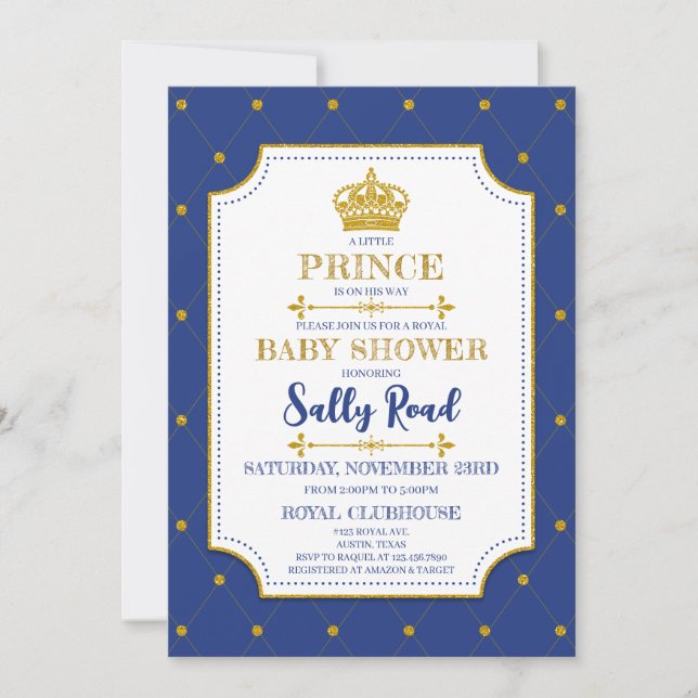 Royal Prince Baby Dusche Einladung (Vorderseite)