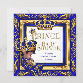 Royal Prince Baby Duwer Blue Gold Crown Ethnic Einladung