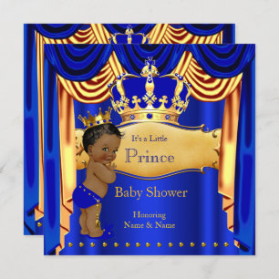 Royal Prince Baby Duwer Blue Gold Crown Ethnic Einladung