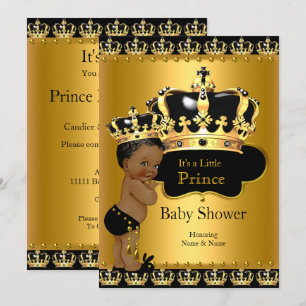 Royal Prince Baby Shower Black Gold Ethnic Einladung