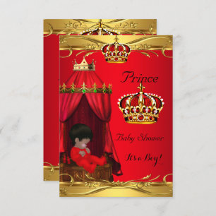 Royal Prince Baby Shower Boy Regal Red Crown Einladung