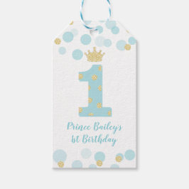 Royal Prince First Birthday Blue Gold Geschenkanhänger