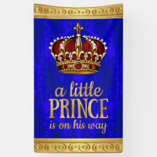 Royal Prince Red Gold Crown Boy Prince Baby Dusche Banner