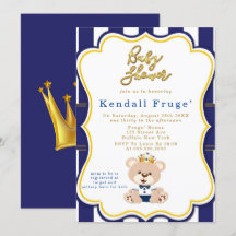 Royal Prince Teddy Bear Baby Shower Einladungen