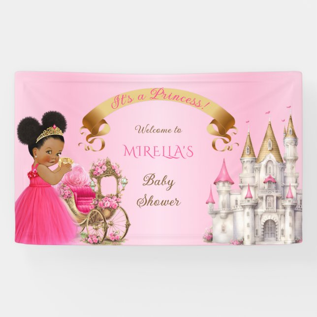 Royal Princess Baby Girl on Pillow Pink Gold Banner (Horizontal)
