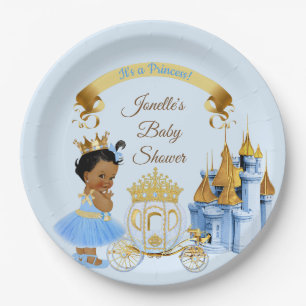 Royal Princess Castle Carriage Blue Gold Girl Pappteller