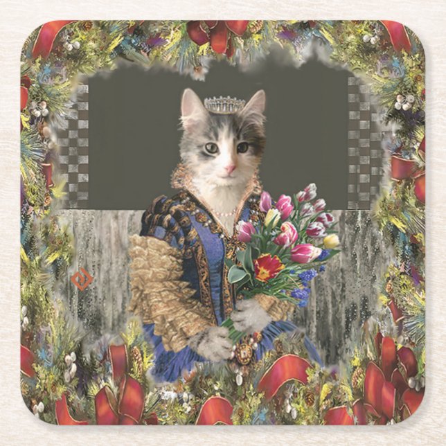 Royal Princess Cat Christmas Paper Untersetzer (Vorderseite)