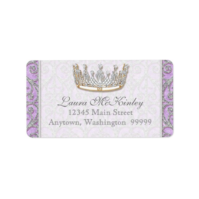 Royal Princess Crown Baby Matching Address Label Adressaufkleber (Vorne)