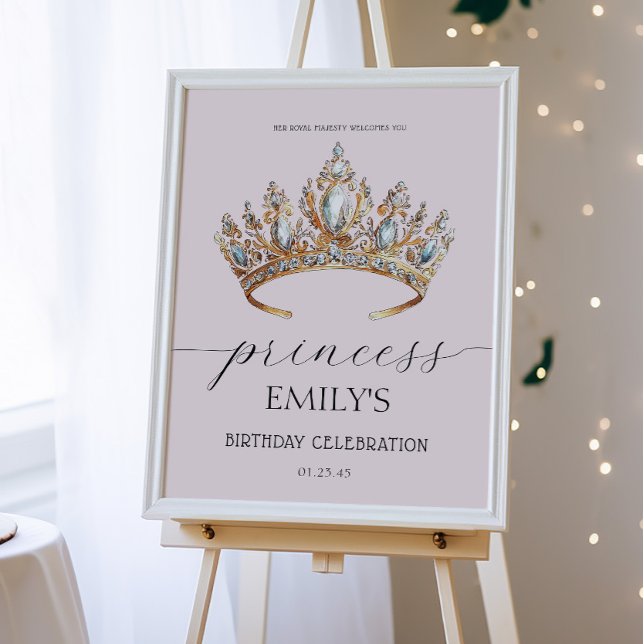 Royal Princess Crown Girl Birthday Party Poster (Von Creator hochgeladen)