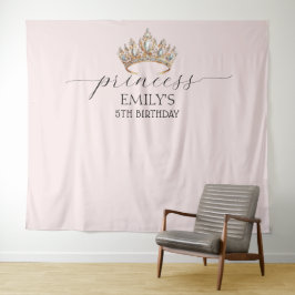 Royal Princess Crown Girl Birthday Party Wandteppich