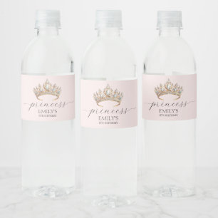 Royal Princess Crown Girl Birthday Party Wasserflaschenetikett
