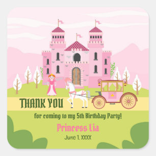 Royal Princess Girl Birthday Party Quadratischer Aufkleber