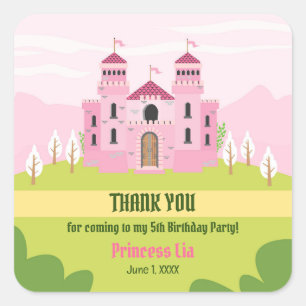 Royal Princess Girl Birthday Party Quadratischer Aufkleber