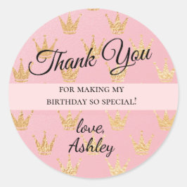 Royal Princess Gold Crowns Vielen Dank Runder Aufkleber