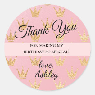 Royal Princess Gold Crowns Vielen Dank Runder Aufkleber