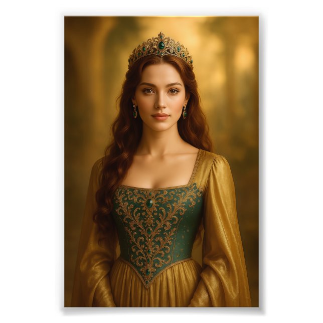 Royal Princess Portrait in Emerald und Gold Fotodruck (Vorne)