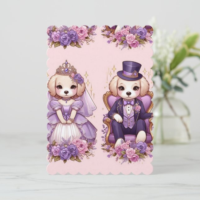 Royal Puppy Birthday Einladung (Stehend Vorderseite)