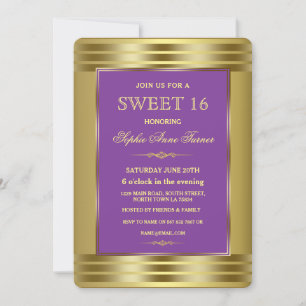 Royal Purple and Gold Birthday Party Invite Einladung