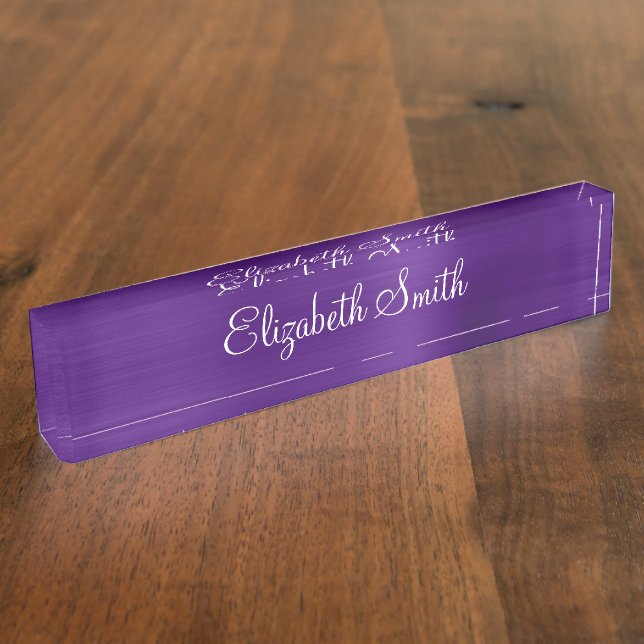 Royal Purple Faux Metallic Foil Namensplakette (Seite)