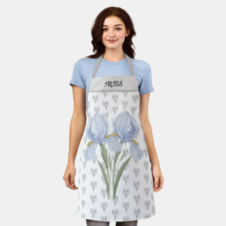 Royal Purple Iris Floral Print Apron Schürze