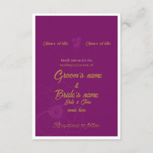 : Royal Purple und Goldene Hochzeits-Einladung  Einladung