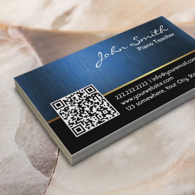 Royal QR Code Piano Teacher Business Card Visitenkarte (Von Creator hochgeladen)