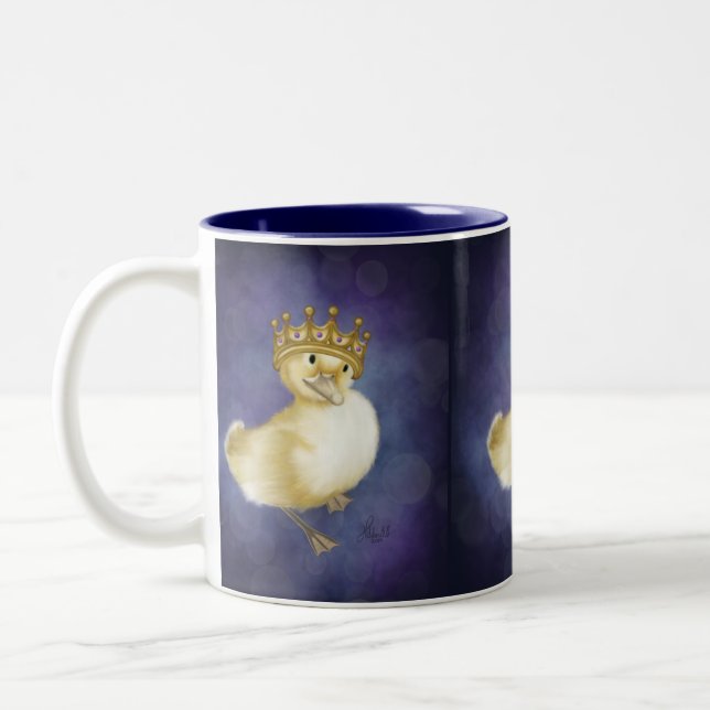 Royal Quackery: Gelbes Duckling mit Goldkrone Zweifarbige Tasse (Links)