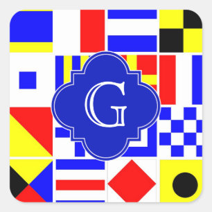 Royal Quatrefoil Monogramm Quadratischer Aufkleber