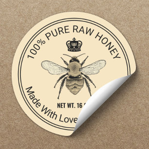 Royal Queen Bee Apiary Beekeeper Beehive Honey Jar Runder Aufkleber